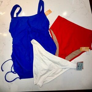 Build Your Swimsuit Wardrobe Tankini Top & 2 Bikini Bottoms Size L